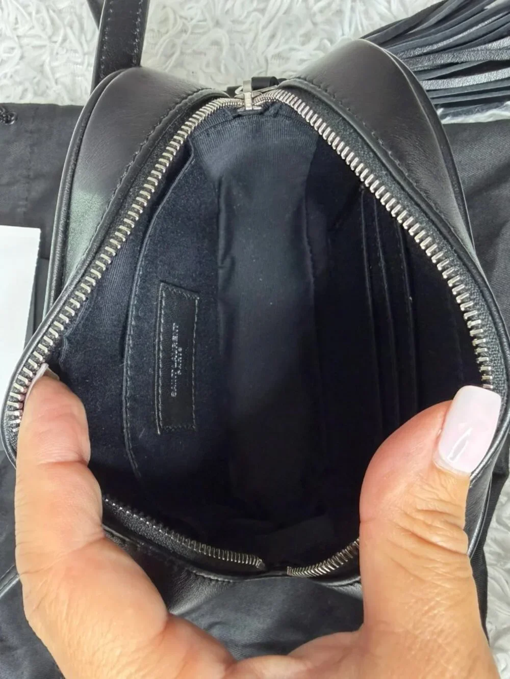 SAINT LAURENT Calfskin Matelasse Monogram Lou Belt Bag in Black - Picture 8 of 11